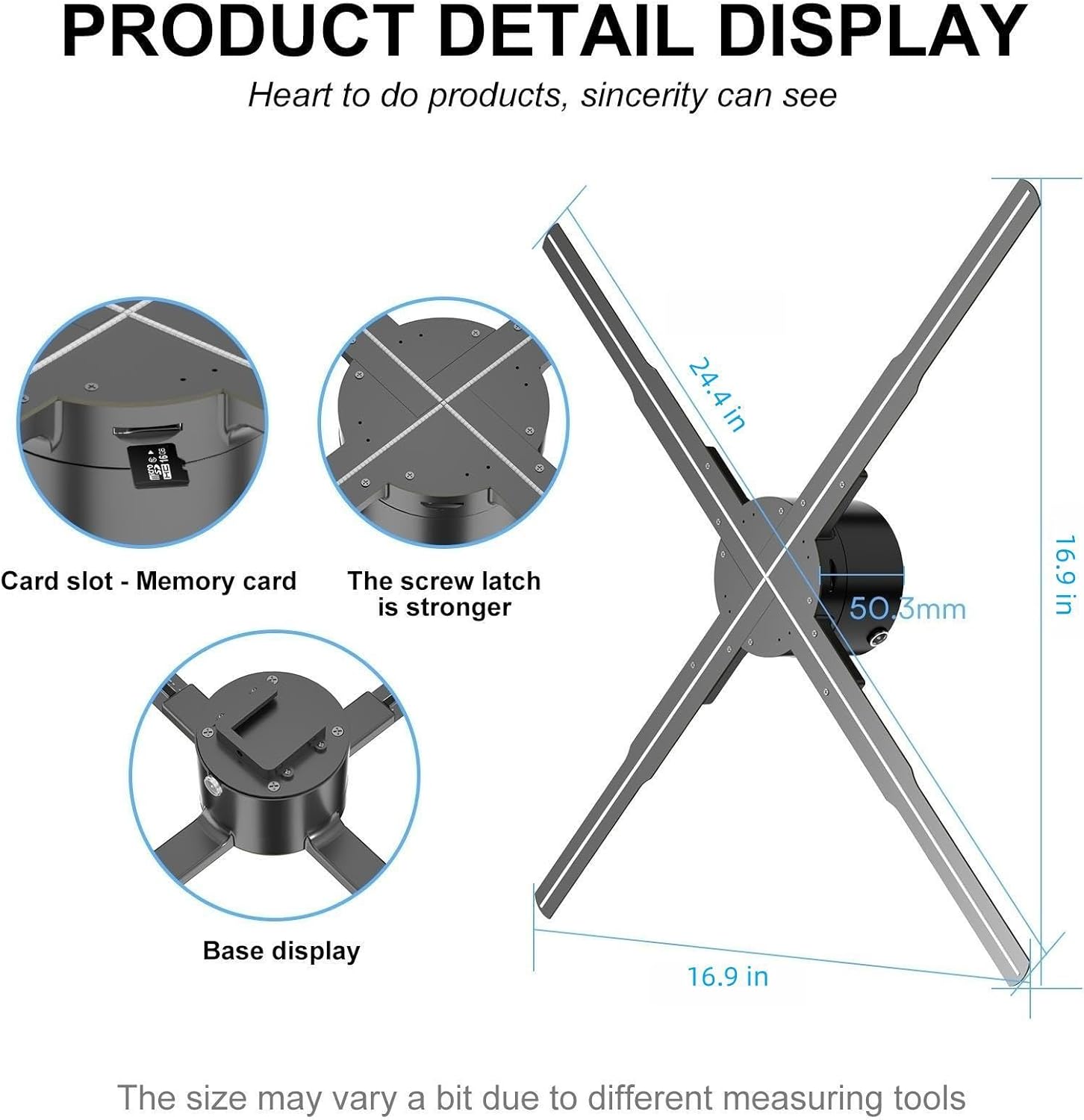 3D Hologram fan - 24.4 Inch Holographic Video Advertising Projector Support APP+Bluetooth Audio+WIFI (62CM)