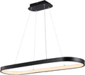 JONATHAN Y 38.75" Black 1-Light Iron Linear Integrated LED Pendant, Modern Bohemian Oval Ring Chandelier for Dining Room, Kitchen Island, Minimalist Dimmable Fixture JYL7120A