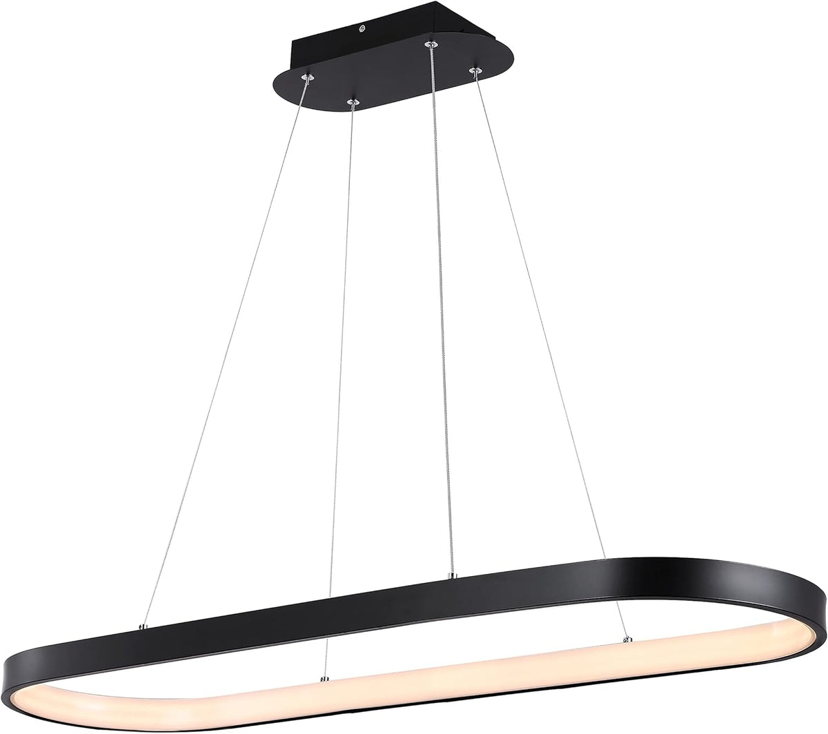 JONATHAN Y 38.75" Black 1-Light Iron Linear Integrated LED Pendant, Modern Bohemian Oval Ring Chandelier for Dining Room, Kitchen Island, Minimalist Dimmable Fixture JYL7120A