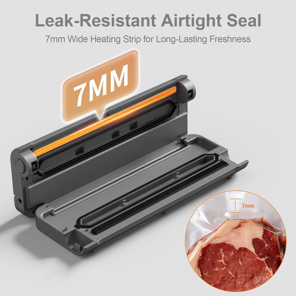 Food Vacuum Sealer Machine, Powerful & Continuous Vacuum Sealing for Kitchen Storage & Meal Prep, Wet & Dry Food Sealing, Detachable Upper & Lower Design for Easy Cleaning, Includes 50 Bags