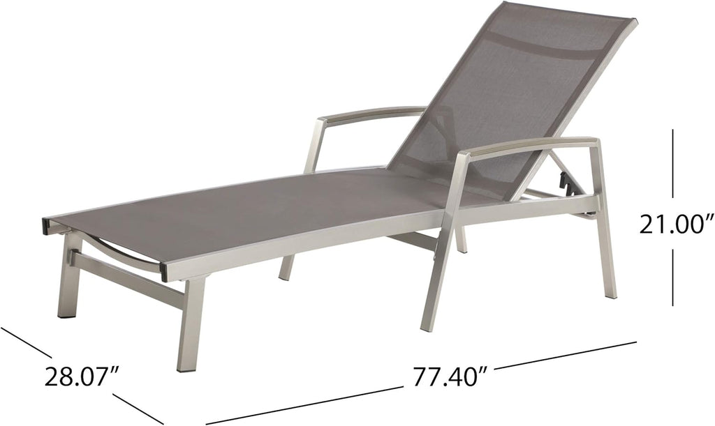 Christopher Knight Home Joy Outdoor Mesh and Aluminum Chaise Lounge (Set of 4), Gray