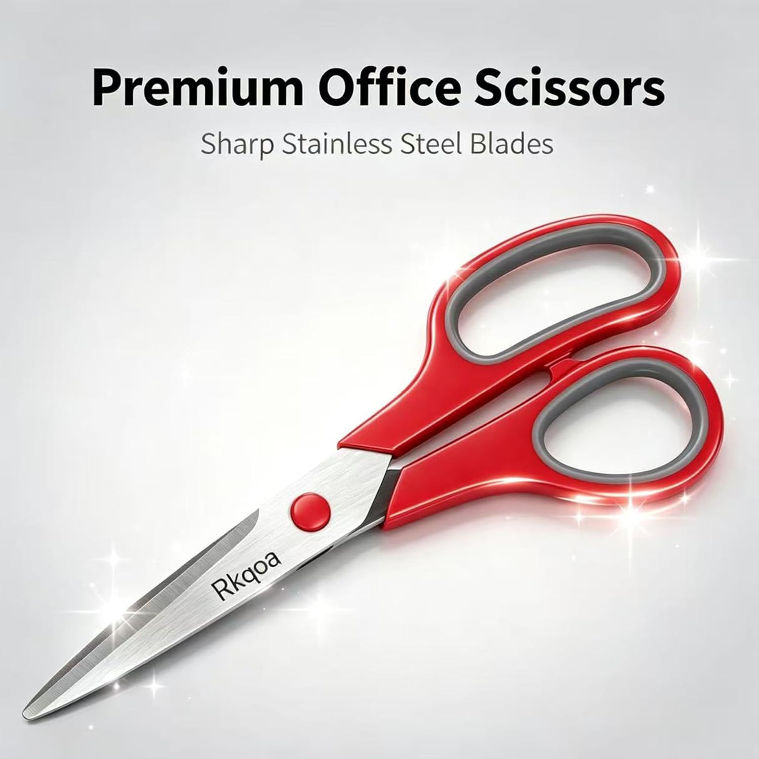 Scissors, Rkqoa 6 Pack 8" All Purpose Scissors for Everyday use, Stainless Steel Scissor Set with Comfort-Grip Handles for Office Home School Sewing Fabric Craft Supplies, Right/Left Handed