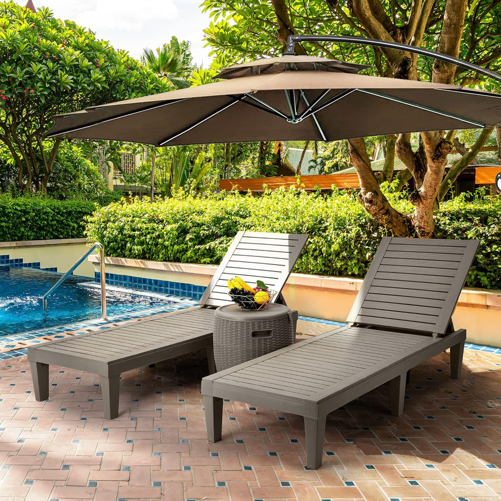 YITAHOME Chaise Lounge Chairs for Outside with Cushion & Adjustable Backrest, Sturdy Loungers for Patio Poolside, Easy Assembly & Waterproof & Lightweight with 265lbs Weight Capacity, Set of 2, Taupe