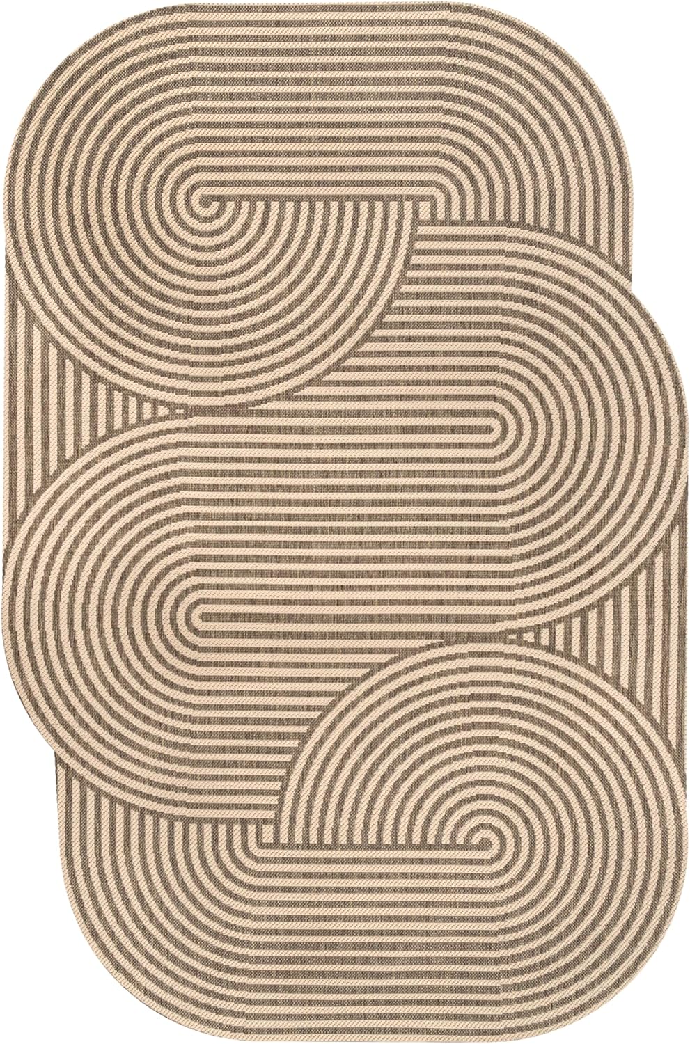 JONATHAN Y Geometric Arch Stripe Indoor Outdoor Area Rug 9X12 Beige/Brown, Margot Modern for Backyard, Patio, Porch, Easy-Cleaning, High Traffic, Pet-Friendly, Non-Shedding (SHP201A-9)