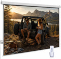 120" Motorized Projector Screen, Electric 4:3 Projector Screen with Remote Control, Indoor/Outdoor HD Movie Screen, Wall/Ceiling Mounted, Perfect for Home Office Theater TV, White