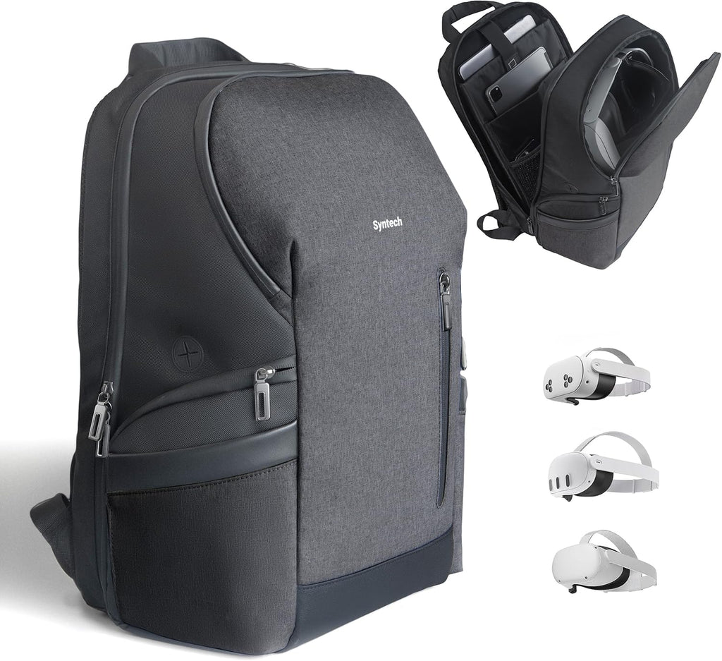 Syntech XR Headset Backpack Compatible with Oculus/Meta Quest 3S/Quest 3/2, Made for Meta, Carrying Case for Gaming Headset with Elite Battery Strap and Accessories, 20L Travel Bag for Daily Use