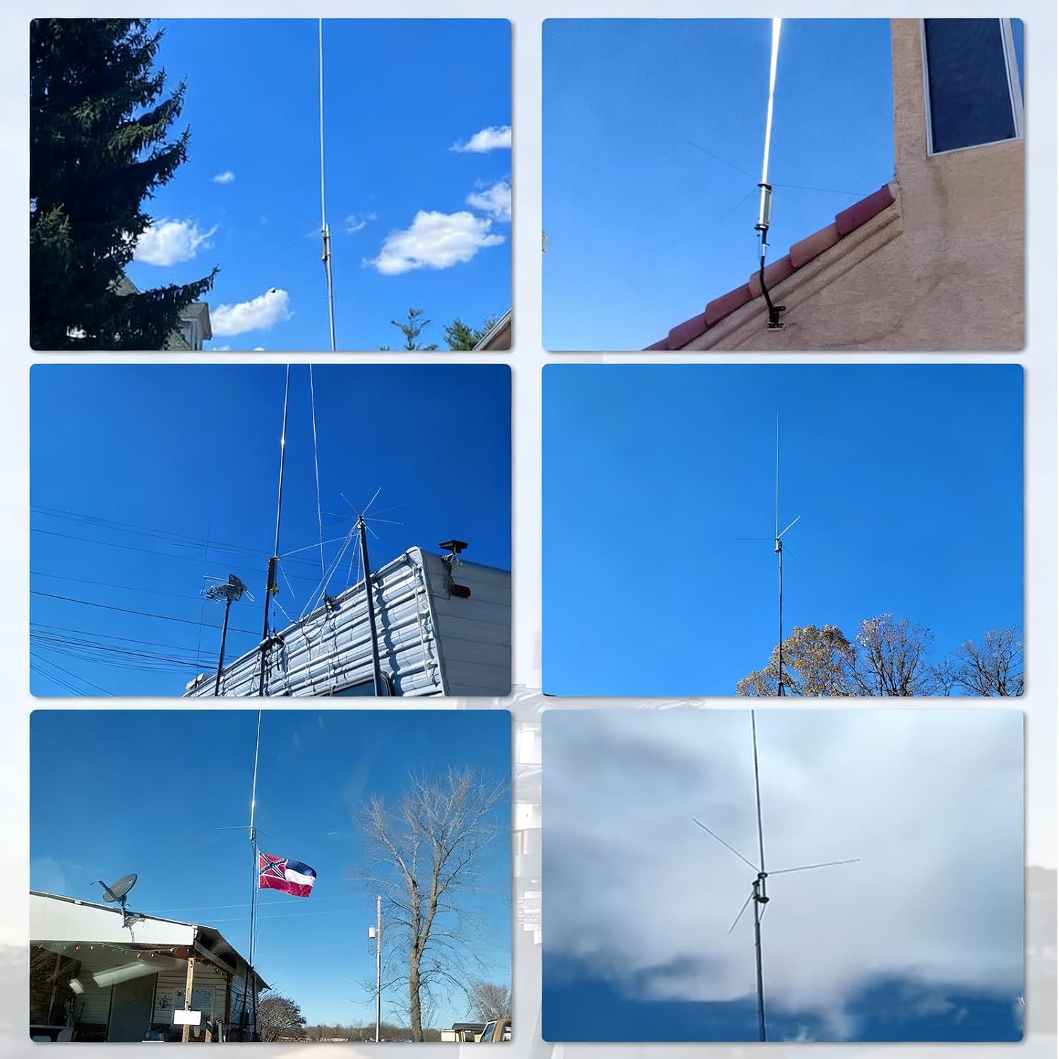 UAYESOK 20ft CB Base Station Antenna, 27MHZ Aluminum Alloy CB Base Antenna, 3.5dBi High Gain & Low VSWR & All-Weather Resilience & Pre-assembled