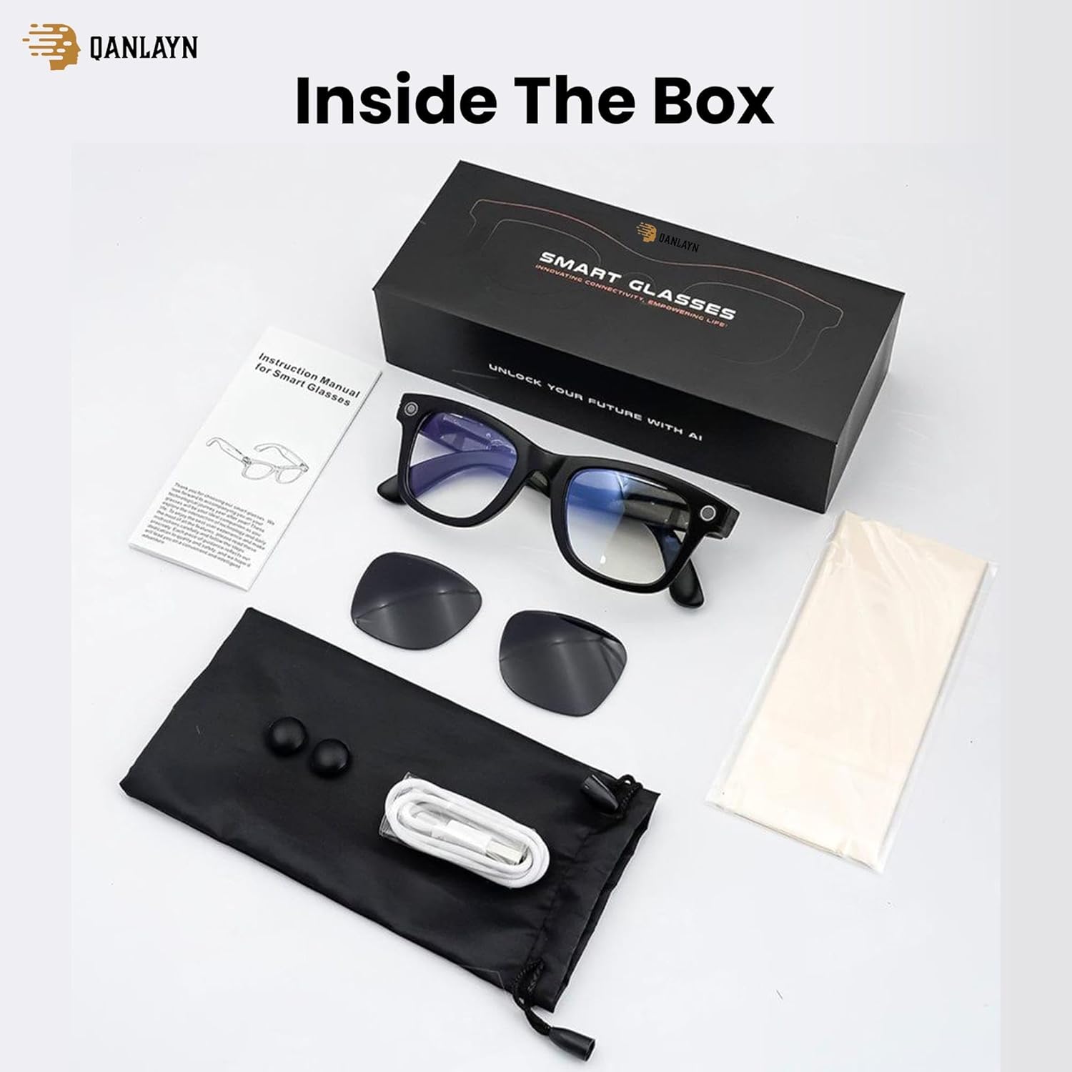 Smart Camera Glasses for Hands-Free Video & Travel Translation, 8MP HD POV Recording, AI Voice Control,Waterproof, photochromic Lenses