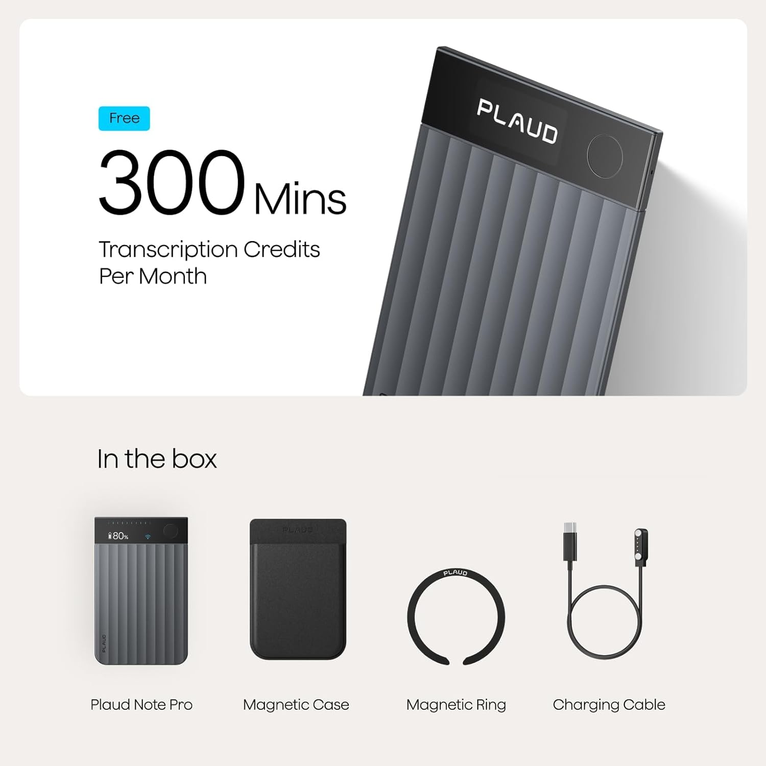 Plaud Note Pro AI Voice Recorder, Transcribe & Summarize with AI Note Taker for Meetings & Calls, Professionals & Teams, Supports 112 Languages, Ultra-Slim, InstantView Display, Case Included, Black