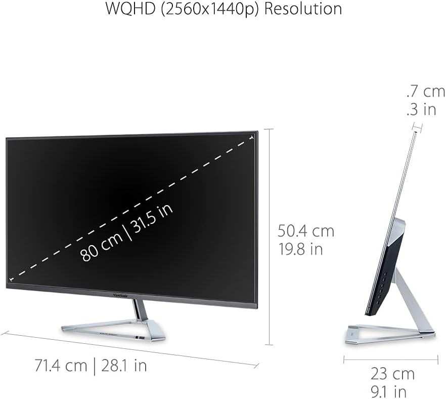 ViewSonic VX3276-2K-MHD 32 Inch Frameless Widescreen IPS 1440p Monitor with HDMI DisplayPort and Mini DisplayPort (Renewed)