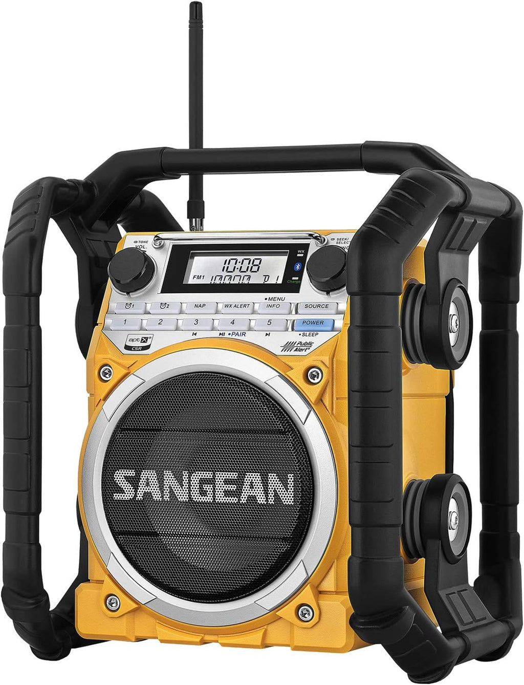 Sangean U4 Weather Alert Radio with Bluetooth, AM/FM, Aux-in Ultra Rugged Rechargeable Digital Tuning Radio, Yellow
