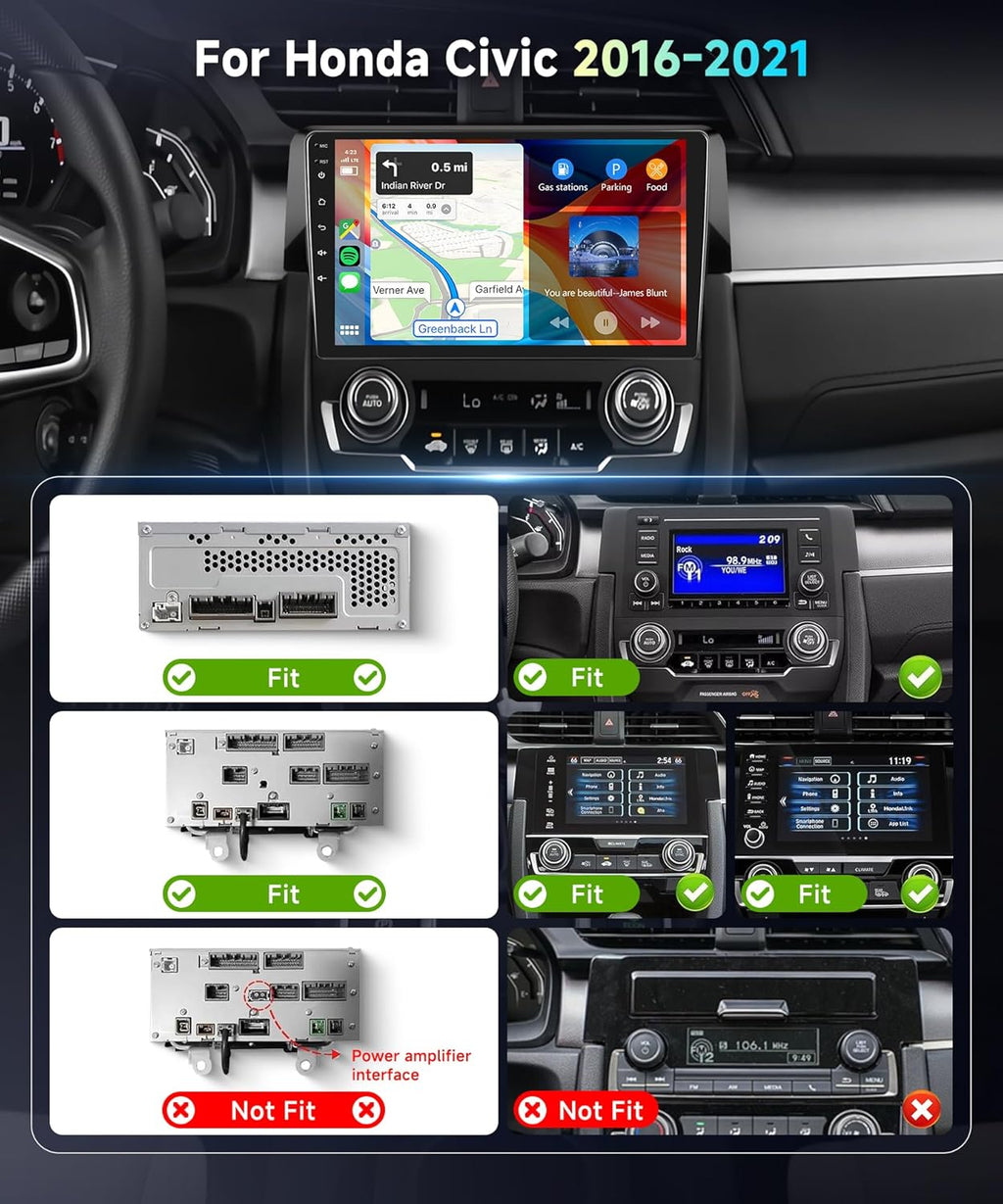 5Ghz Wifi 2G+64G for Honda Civic 2016-2020 Radio,【Android 15 Build-in DSP EQ】Car Stereo with 5.0Bluetooth,Wireless Carplay Android Auto,9inch IPS Touch Screen,IP69k Backup Camera,26UIs,GPS Chip,FM/RDS