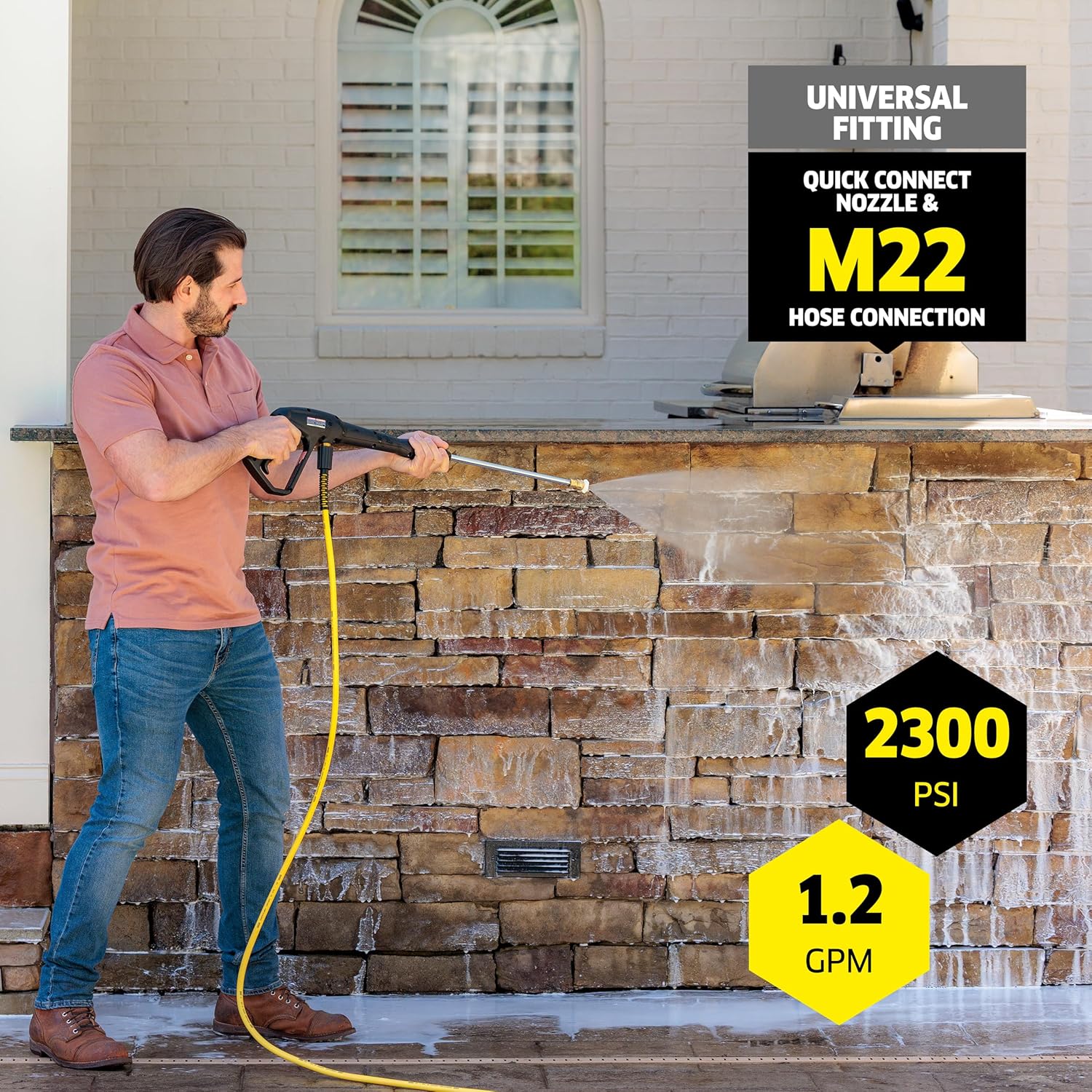 Kärcher Pressure Washer K2300PS, CETA Certified, 4 Spray Nozzles, Detergent Tank, Hose Reel, for Cars, Driveways, Siding, Patios, 1.2 GPM