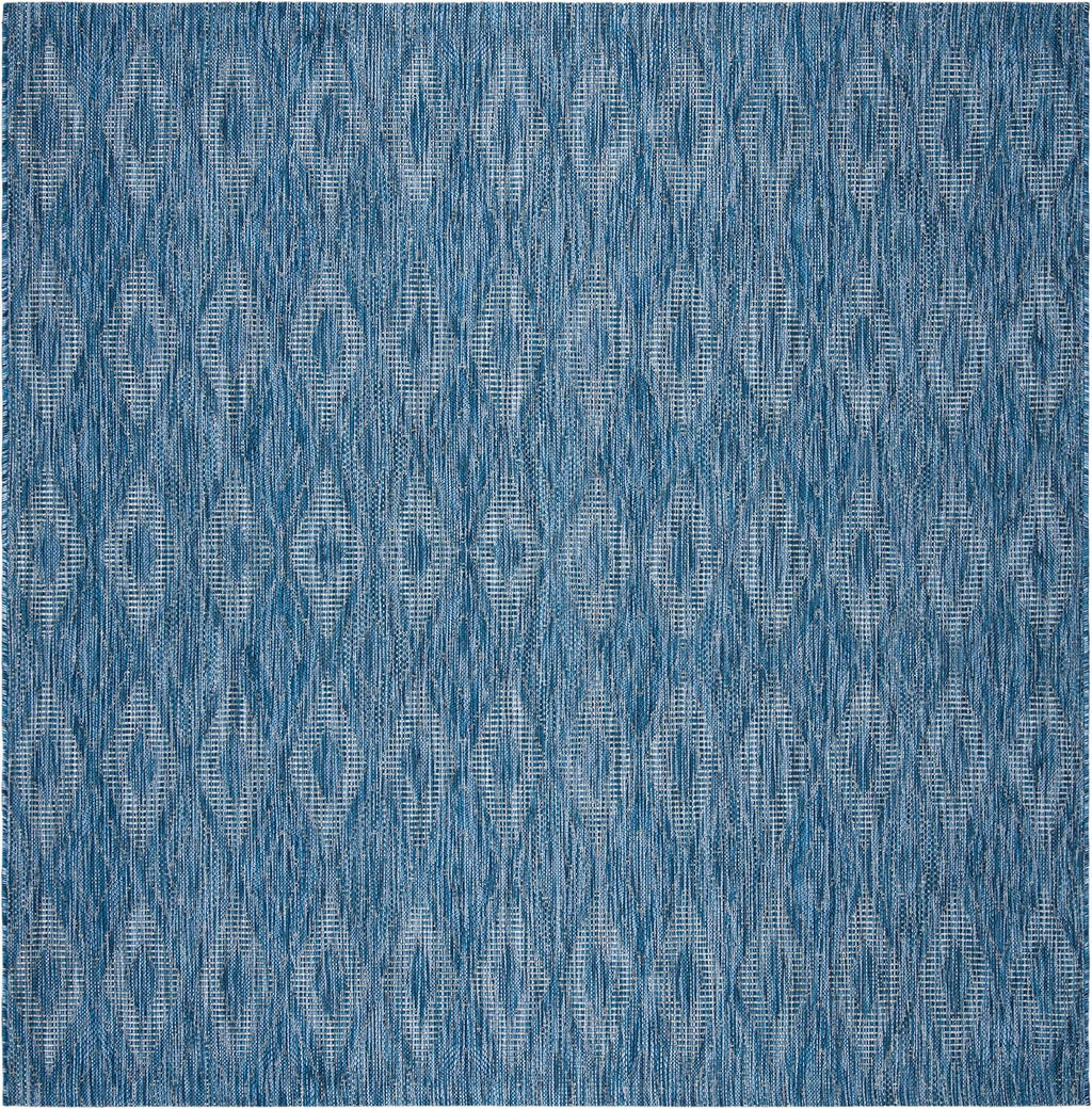 SAFAVIEH Washable Rug Outdoor Courtyard Collection - 9' Square, Navy, Non-Shedding & Easy Cleaning, Ideal for Patio, Backyard, Mudroom (CY8522-36822)