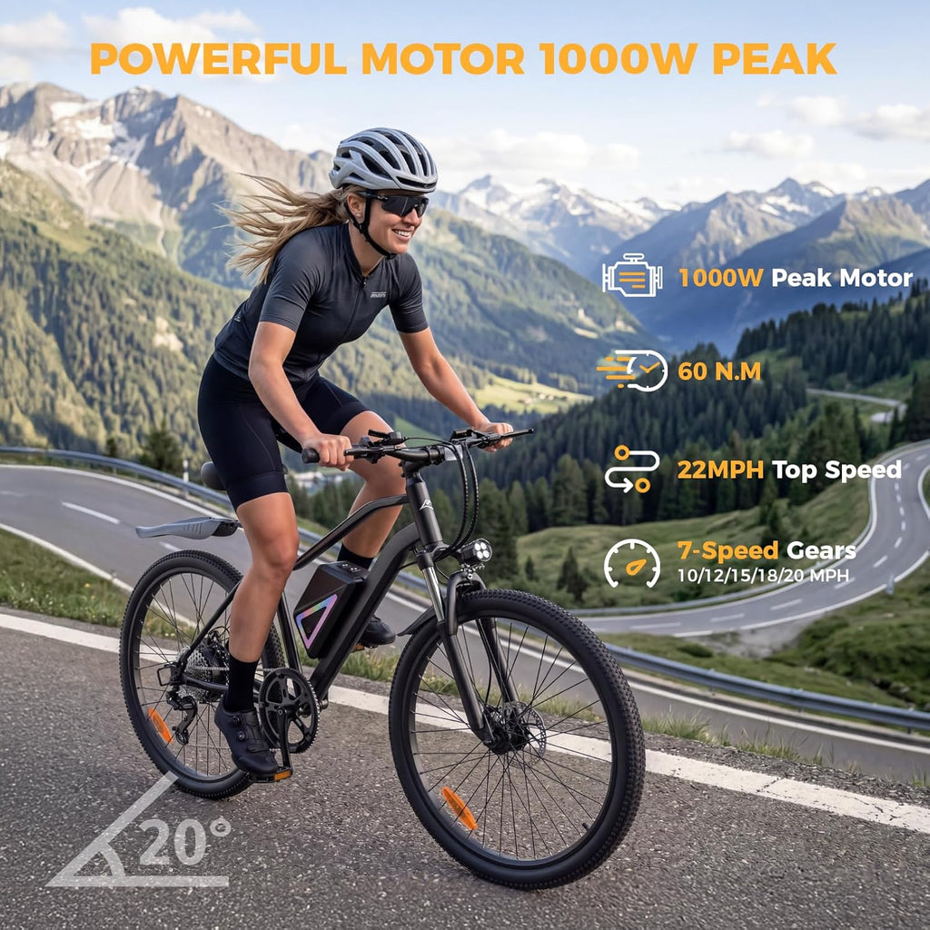 Electric Bike for Adults/Teens, 14" Foldable Commuter Ebike & 26" Electric Mountain Bike, 1500W/1000W Peak Motor Electric Bicycle for Commuting, 15/30/40 Miles Range 36V Battery