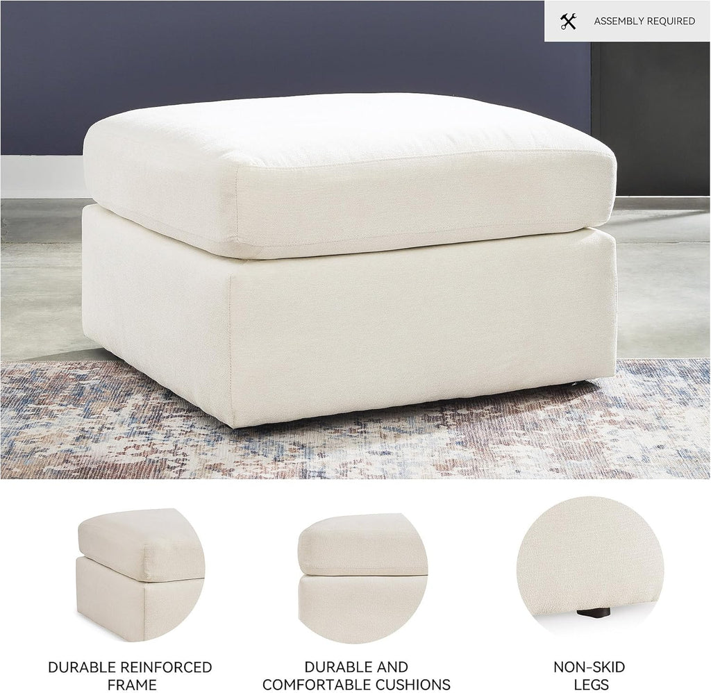 Signature Design by Ashley Modmax Modern Stain Resistant Oversized Accent Ottoman with Foam Cushion, Beige