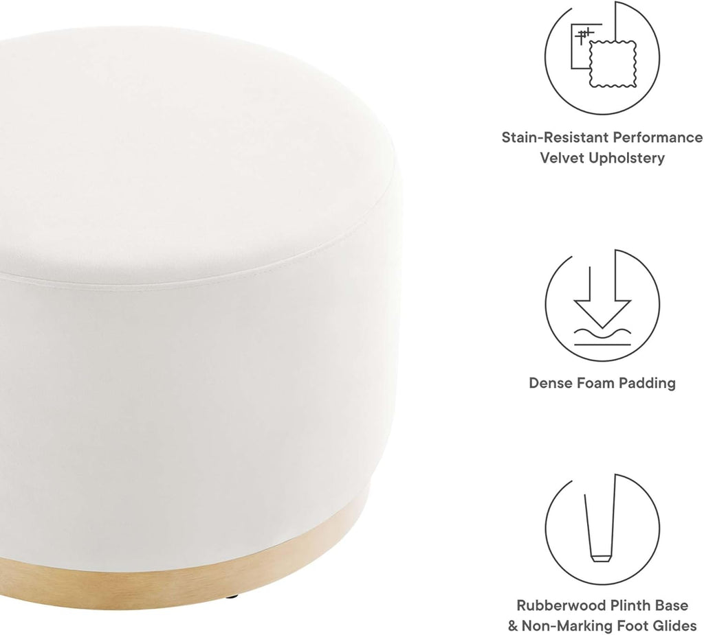 Modway Large 23" Round Performance Velvet Upholstered Upholstered Ottoman
