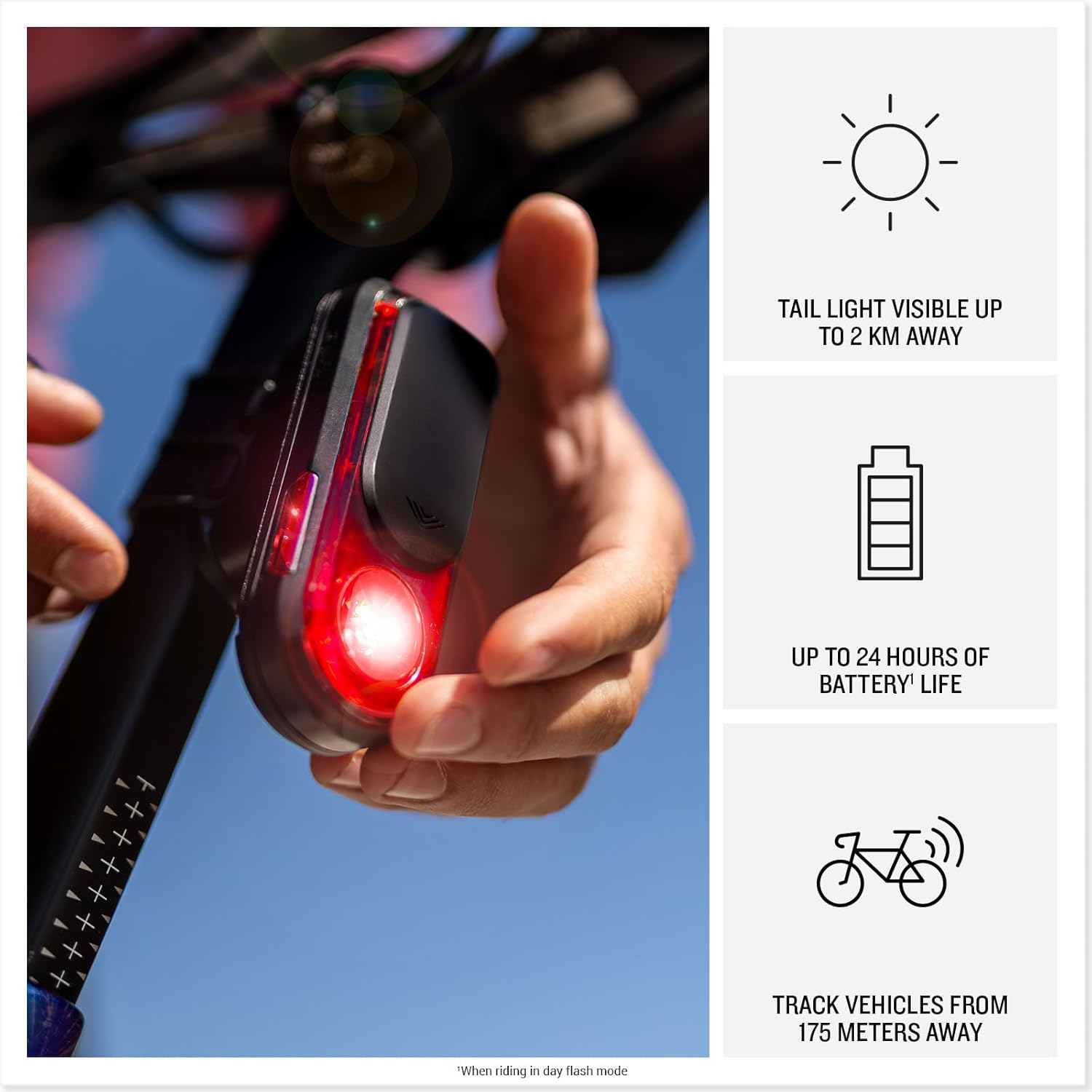 Garmin Varia™ RearVue 820, Advanced Rearview Radar & Tail Light, Enhanced Visibility & Awareness for Cyclists, Advanced Vehicle Tracking & Brake Light, Up to 24 Hrs of Battery Life in Day Flash Mode