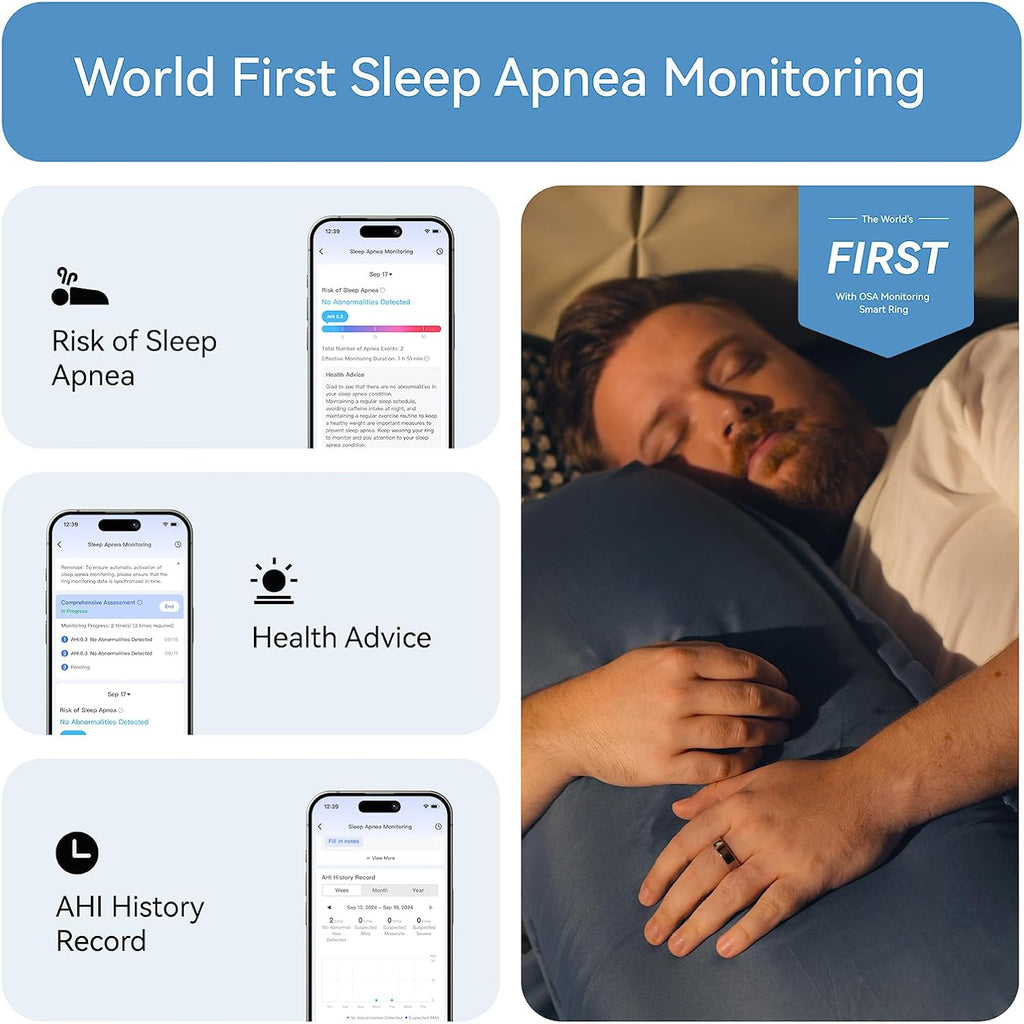 RingConn Gen 2, World's First Smart Ring with Sleep Apnea Monitoring, No APP Subscription, 12-Day Battery Life, Stress/Heart Rate/Women's Health Tracker, Android & iOS Compatible (Black, Size 11)