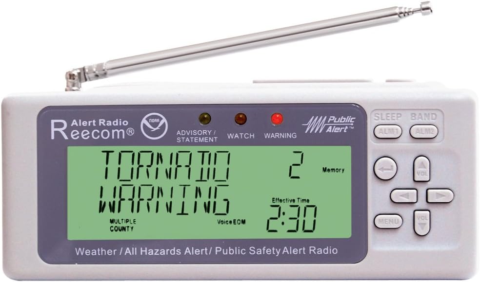Unique Simultaneously Monitor Multiple Channel Alerts (in Standby) with EOM Detection, Reecom R-500 Same Weather Alert Radio with AM/FM (Light Grey)