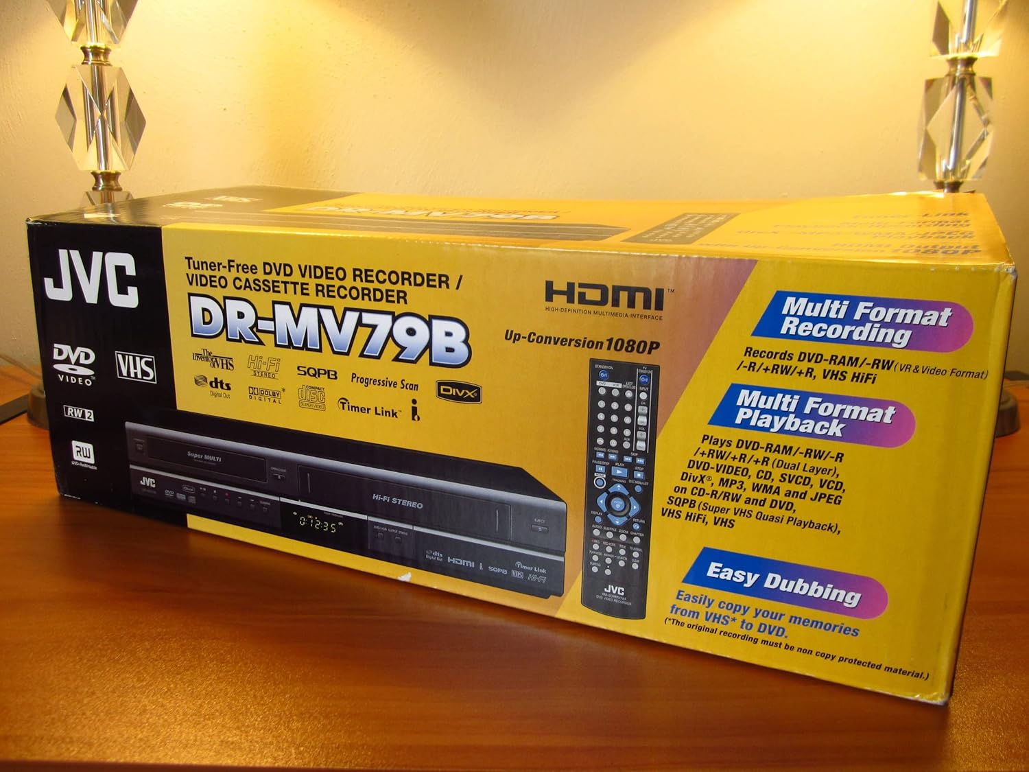 JVC DRMV79B Tunerless 1080p Upconverting DVD Recorder VCR Combo (Renewed)