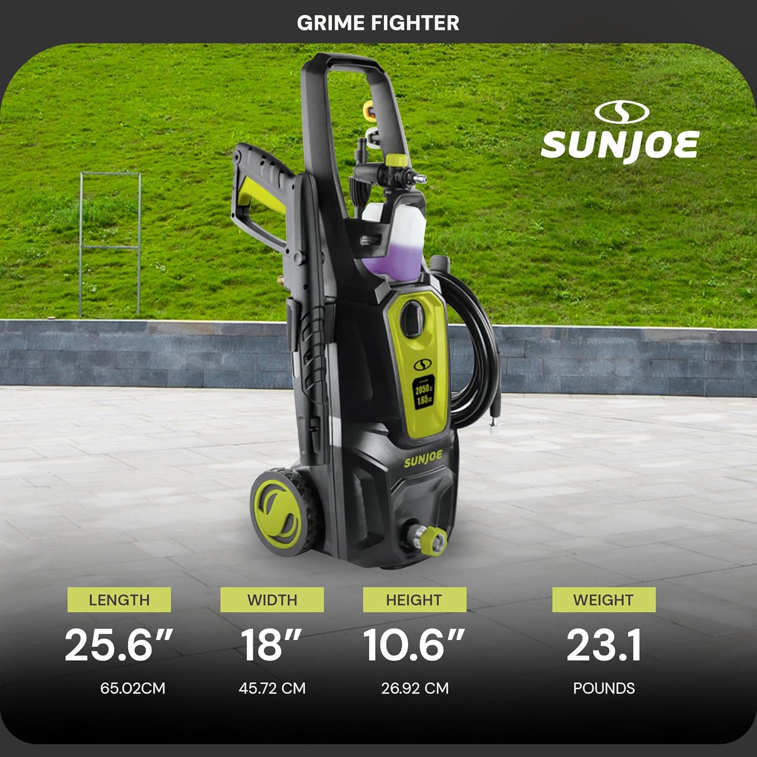 Sun Joe Electric Pressure Power Washer w/ Foam Cannon & Extension Wand, 1600 PSI (PWMA Certified), 1.1 GPM, 13-Amp Motor - Heavy-Duty Cleaning Machine for Patios, Decks, Sidewalks & Cars, SPX2680-MAX