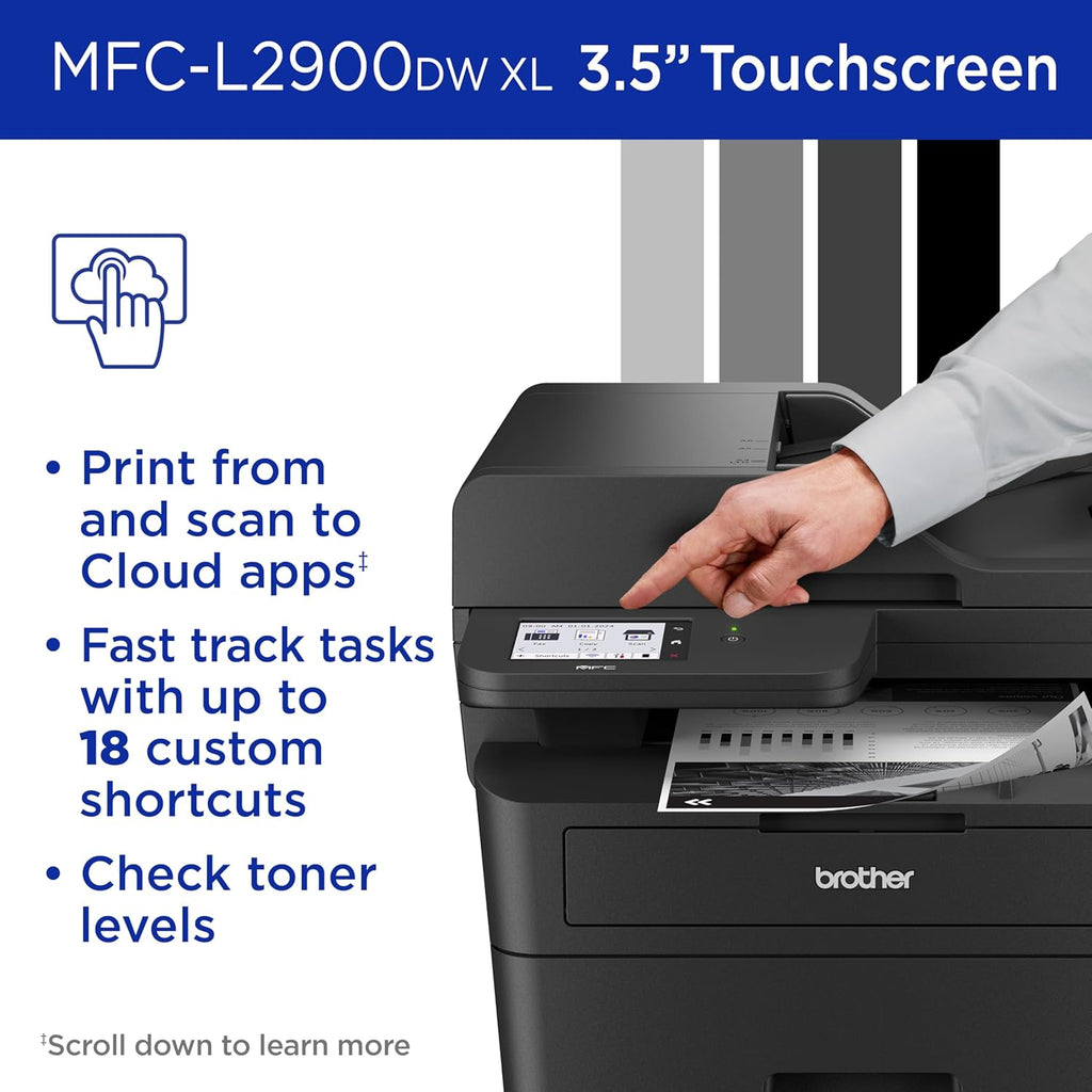 Brother MFC-L2900DW XL Wireless Compact Monochrome All-in-One Laser Printer with Duplex Copy & Scan, Fax, Black & White | Up to 4,200 Pages of Toner Included(1), Amazon Dash Replenishment Ready