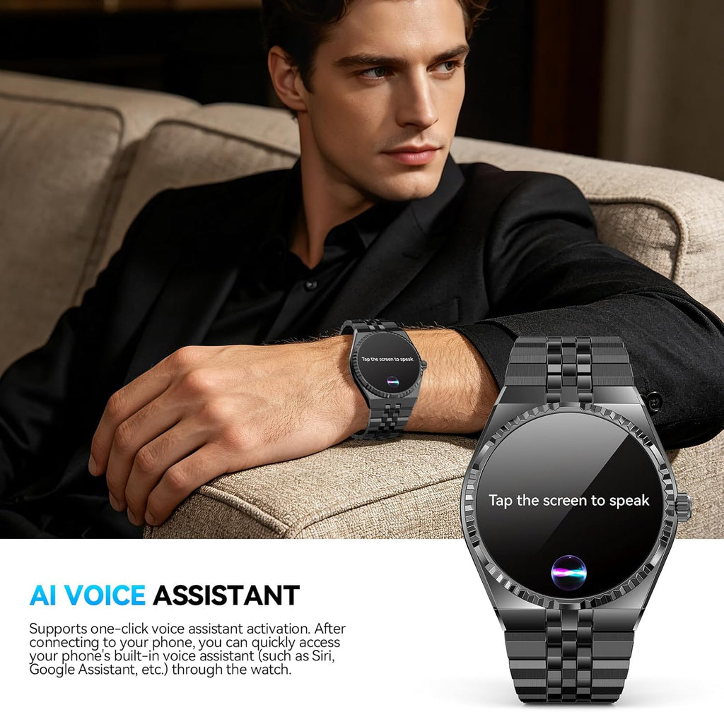 2026 Smart Watch with Bluetooth Calls, 1.32" AMOLED Display, 160+ Sports Modes, Heart Rate/Blood Oxygen/Blood Pressure/Sleep Monitor, IP68 Waterproof, Compatible with iOS Android for Men Women Black