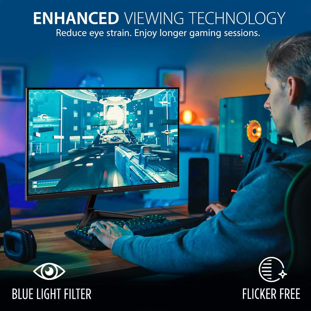 ViewSonic VX2718-P-MHD 27 Inch 1080p Gaming Monitor, 180Hz and 1ms for Smooth Gameplay, FreeSync and Eye Care Technology for Comfortable Viewing, HDMI, and DisplayPort Inputs