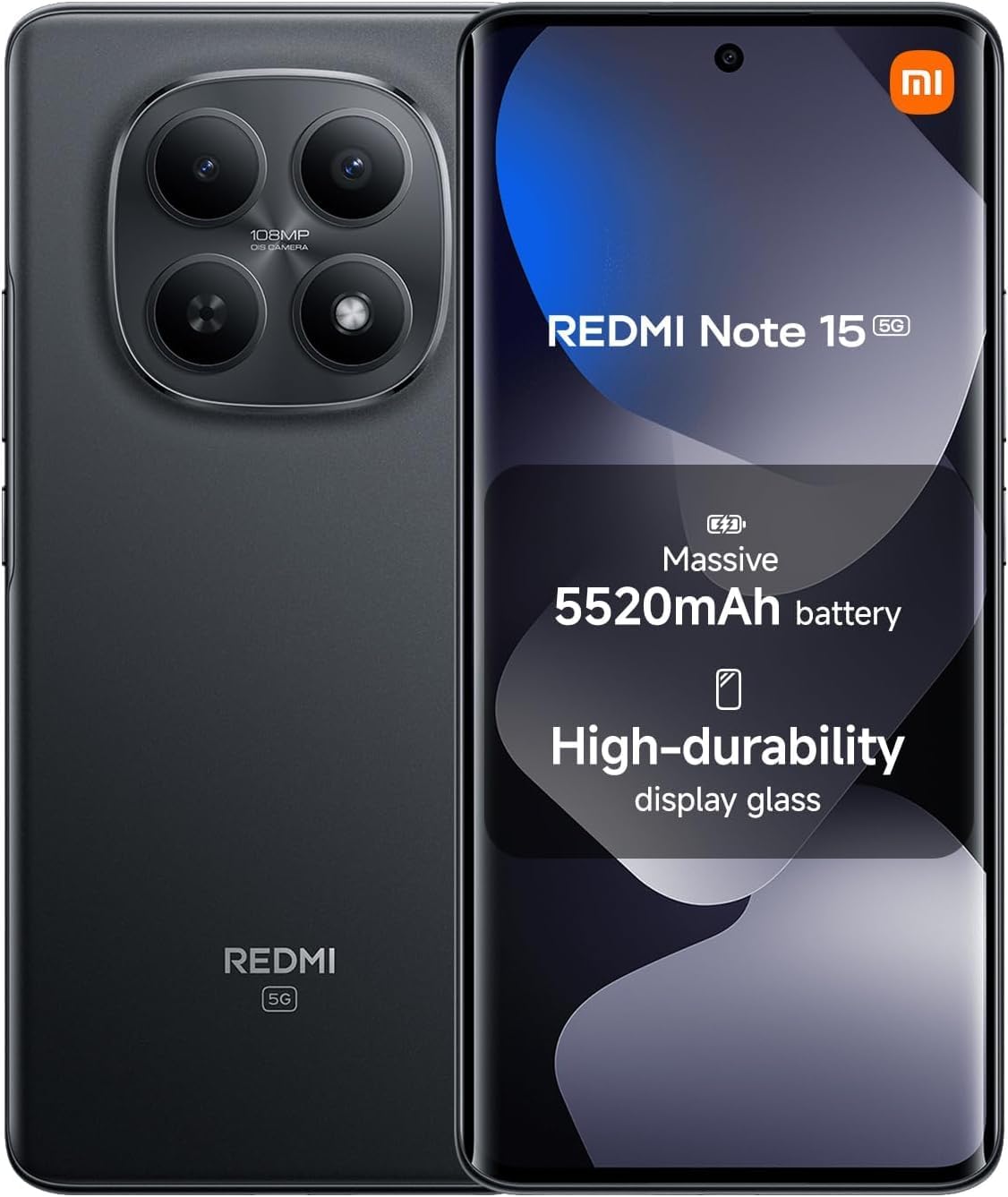 XIAOMI Redmi Note 15 5G Ai (Compatible with Tmobile Mint Tello Global) (256GB + 8GB) 6.77" NFC 120Hz 108MP Triple Cam Unlocked Model 25098RA98G Dual Sim (Black)