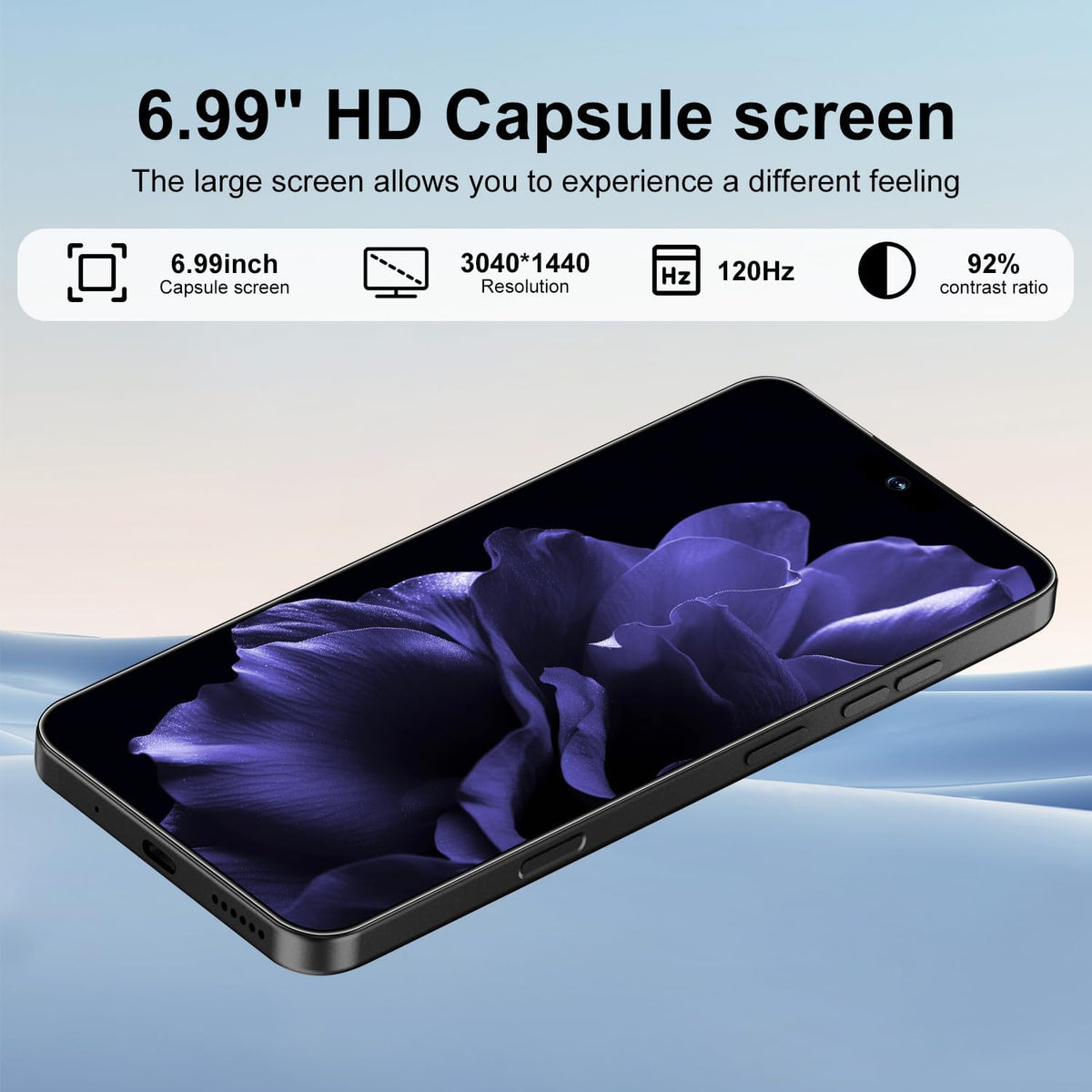 16PM Smartphone: Massive 6.99" FHD+ Screen | Epic 7000mAh Battery Life | 16+512GB Extreme Speed | 108MP Pro Camera | Unlocked Android | Superior to 12GB RAM (Black)