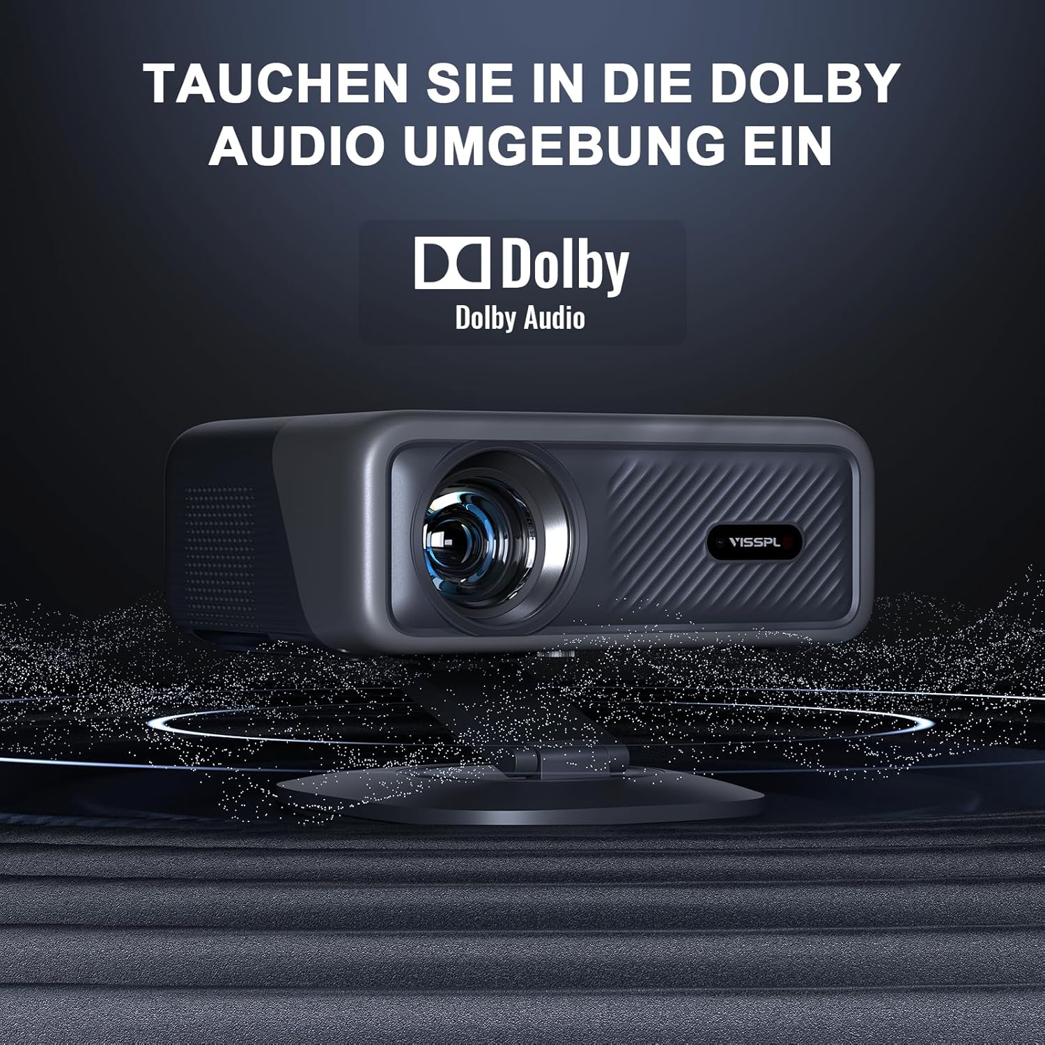 Officially-Licensed APP & 2500ANSI 4K Projector with WiFi and Bluetooth,3D Dolby Audio and Auto Focus Smart Projector,Outdoor Movie Home Theater Proyector with Omni-Adjustable Stand (grey)