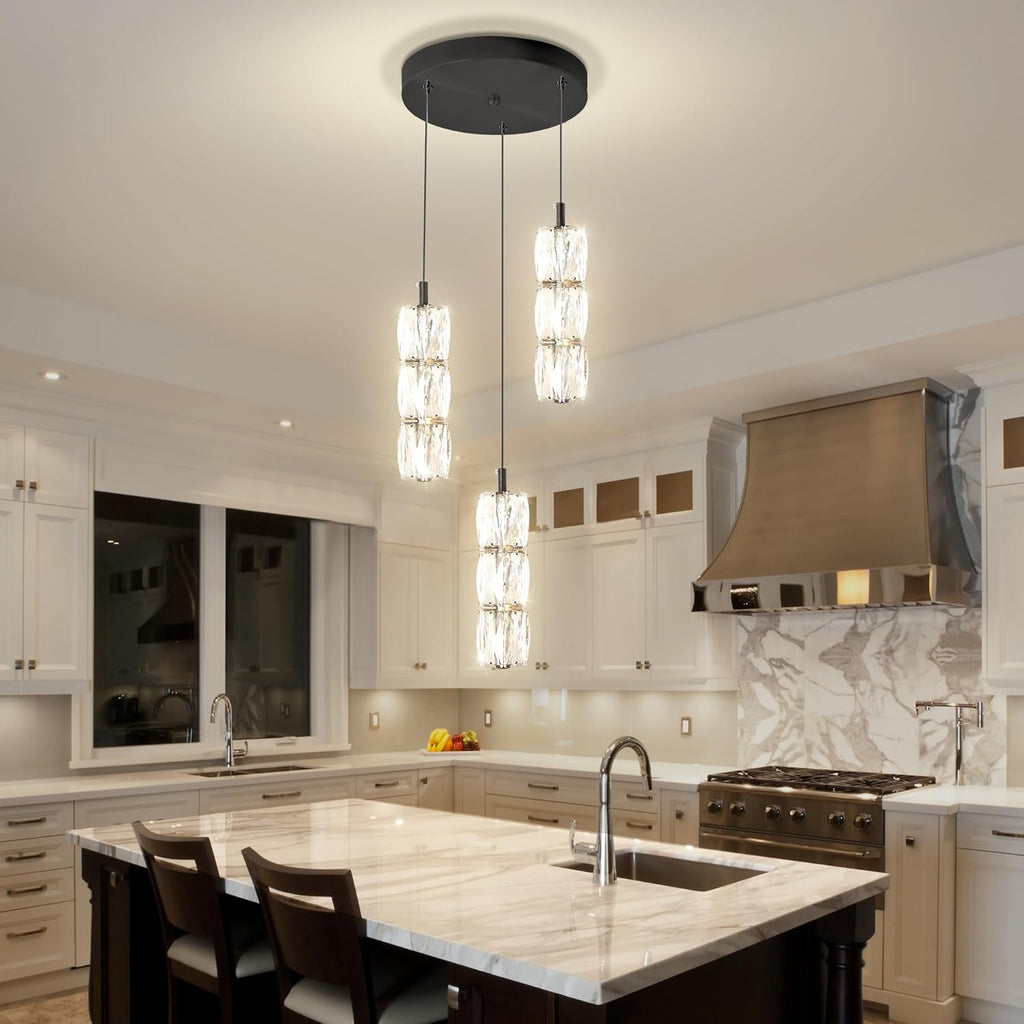 ykolupty Pendant Lights Kitchen Island 3-Lights Pendant Chandelier for Dining Room Hallway Stairwell,LED Dimmable 2700K-6000K