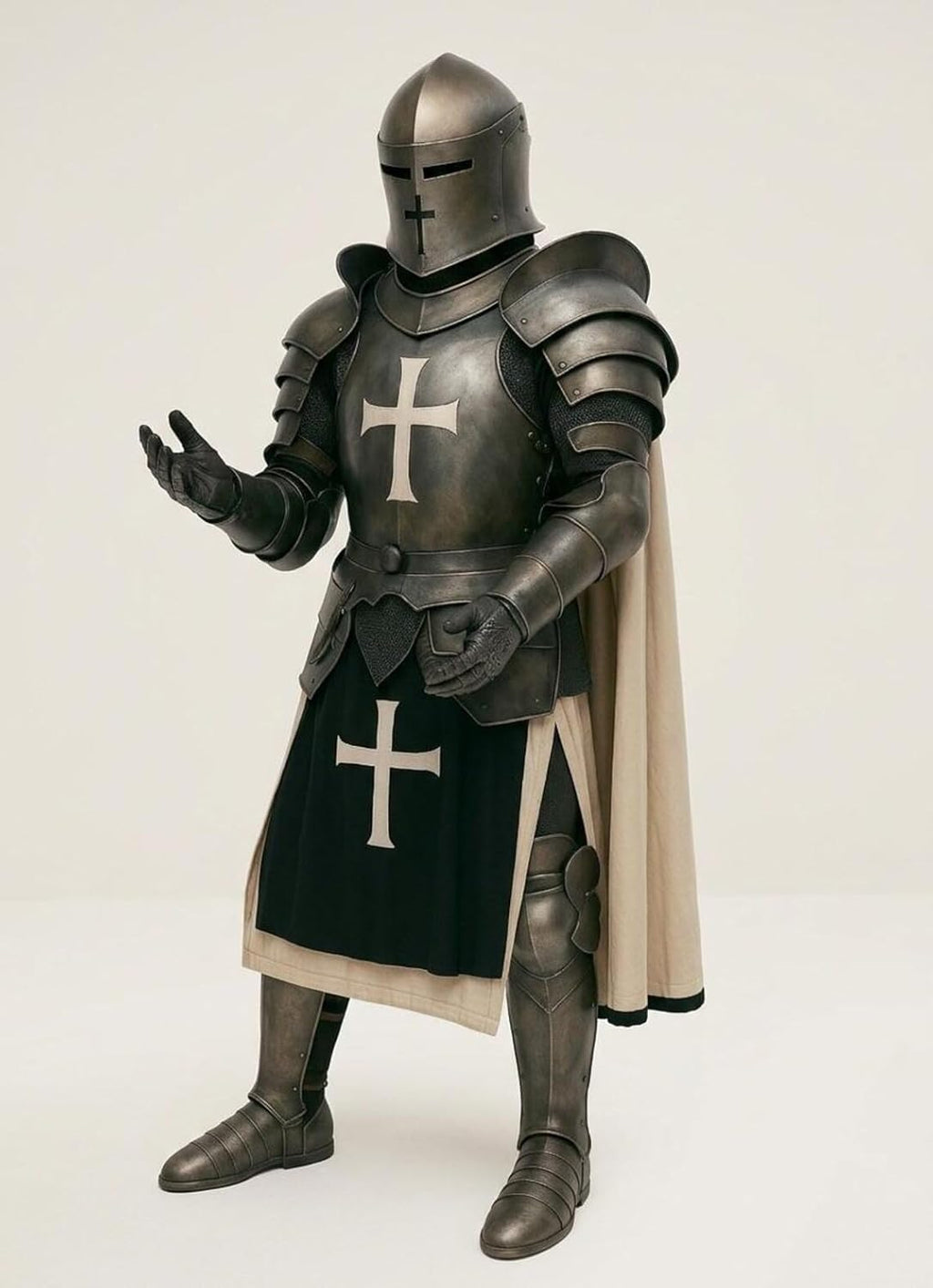 Barbuta Knight Full Suit of Armor Wearable Medieval Steel Halloween Costume Set with Helmet for Men's Fantasy LARP, Cosplay & Combat