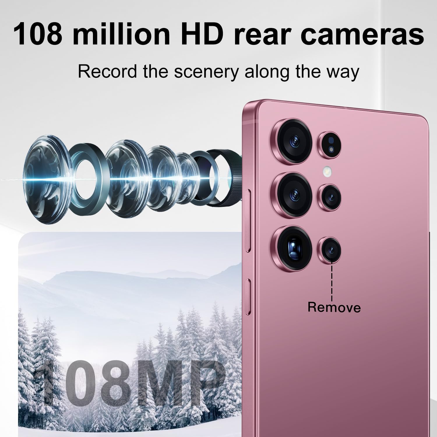 VSQAOF I25 Ultra Smartphone: 16GB RAM, 512GB Storage, 7000mAh Battery, 6.99" Display, Android 14, Built-in Stylus - Ultimate Performance & Power (Rose)
