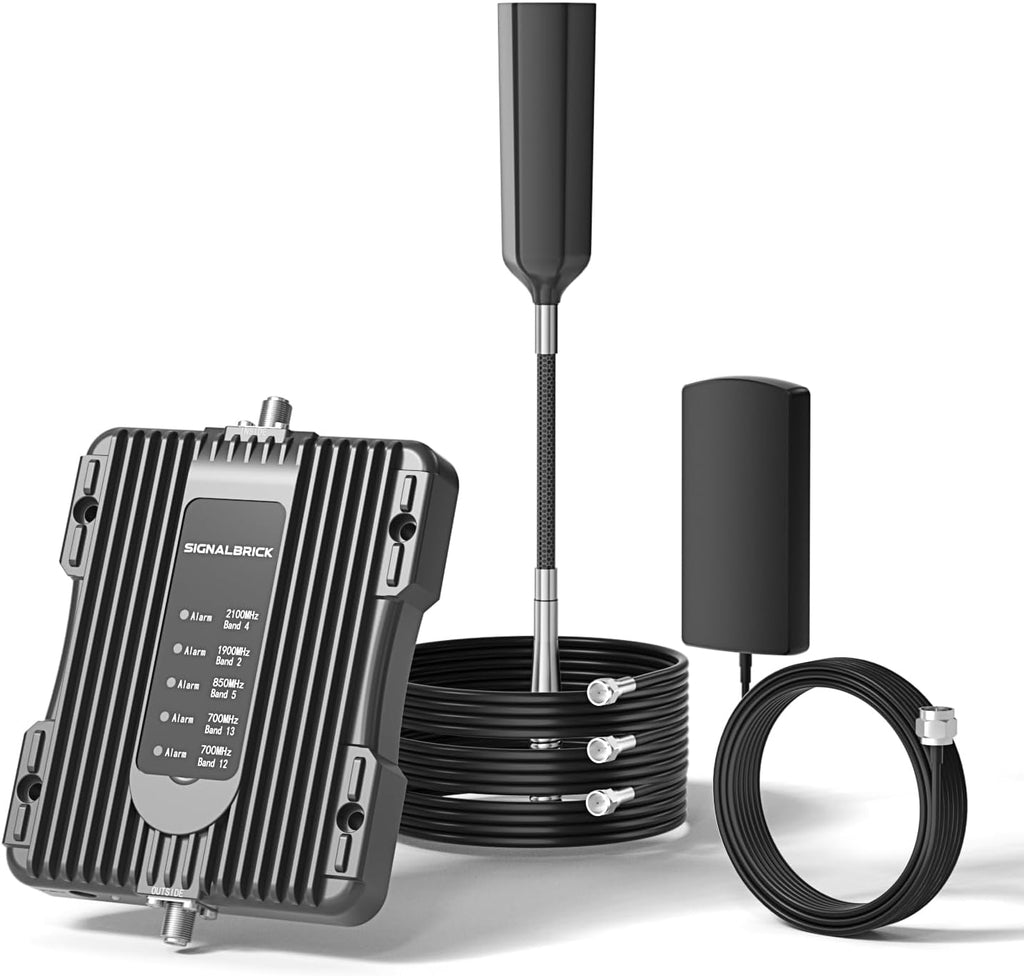Cell Phone Booster for Truck RV Vehicle, Cell Phone Signal Booster Compatible with All U.S. Carriers AT&T, Verizon, T-Mobile & More, Boosts 5G/4G LTE/3G Signal for Band 4/12/13/17/5/2/25