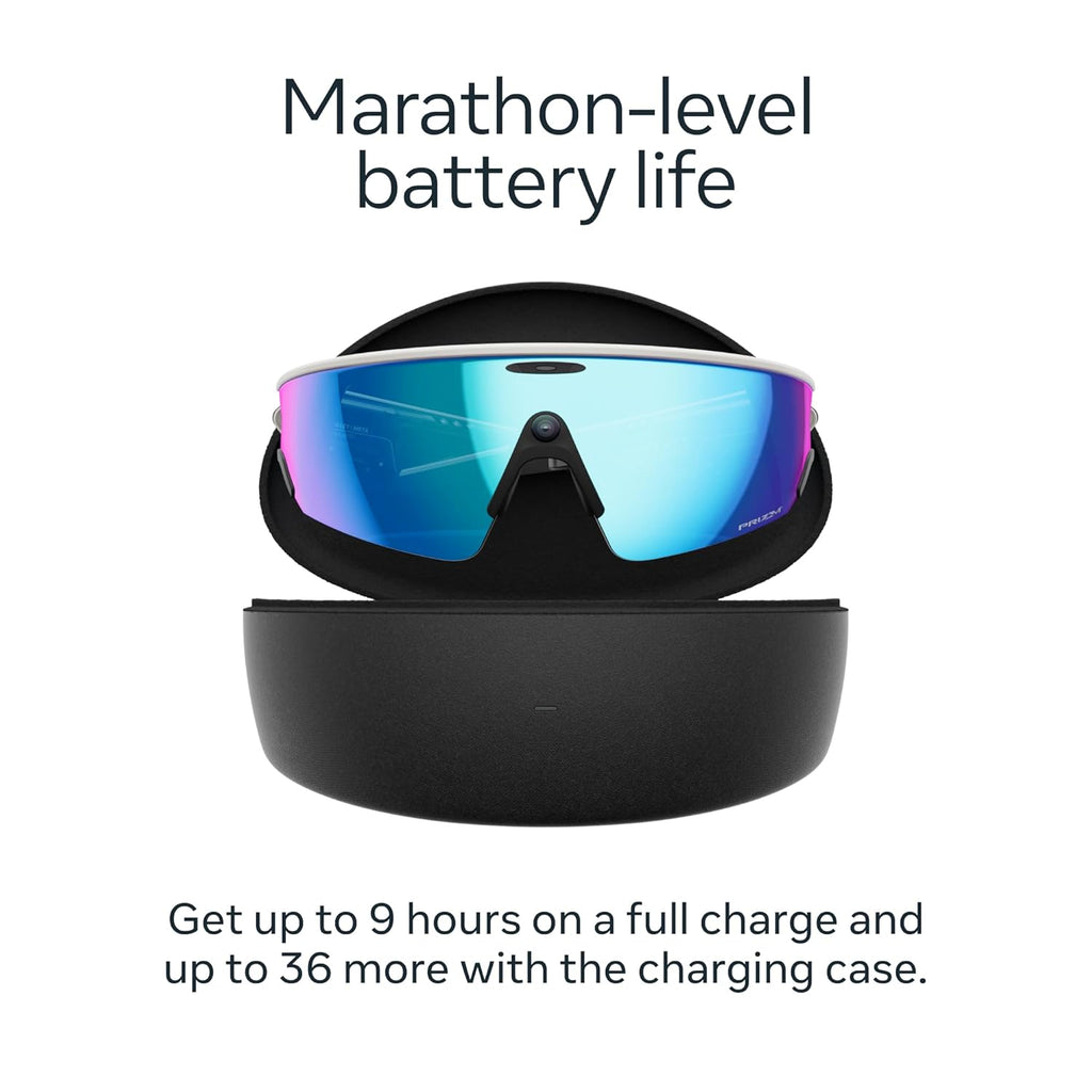 Oakley | Meta Vanguard with Meta AI, Audio, Photo, Video Compatibility - White, Prizm™ Sapphire