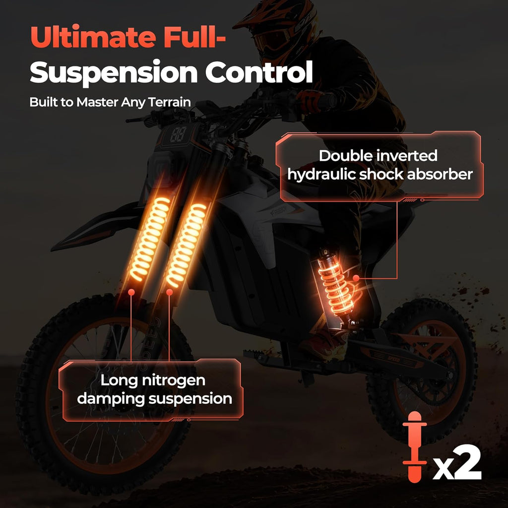 VAXEN Electric Dirt Bike for Teens & Adults, Motor 3500W Peak Mid-Drive, 40 Mph Max Speed, 48V 30AH Bttery E-Bike with 50 Miles Max Range, Off-Road E Dirt Bike with Hydraulic Nitrogen