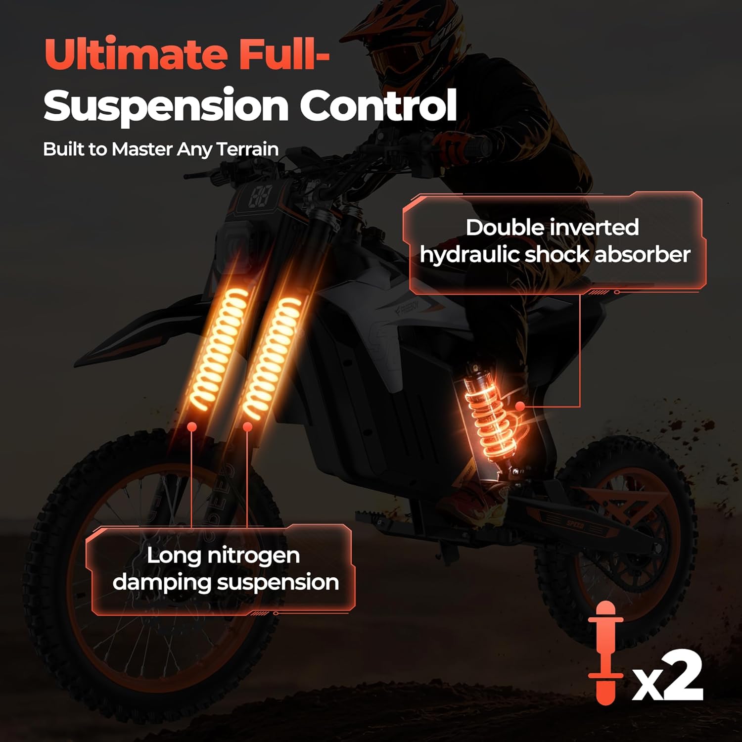 VAXEN Electric Dirt Bike for Teens & Adults, Motor 3500W Peak Mid-Drive, 40 Mph Max Speed, 48V 30AH Bttery E-Bike with 50 Miles Max Range, Off-Road E Dirt Bike with Hydraulic Nitrogen