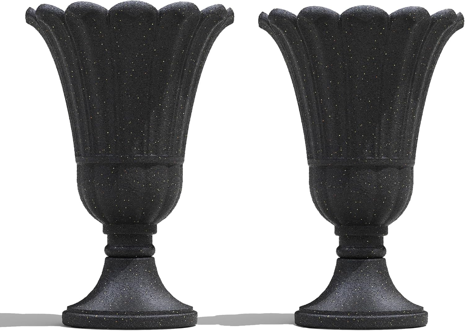 23" Tall Planters for Outdoor Plants Set of 2, Planter with Drainage Holes and Petal Design, Large Outdoor Planters for Porch, Garden, Indoor, Black