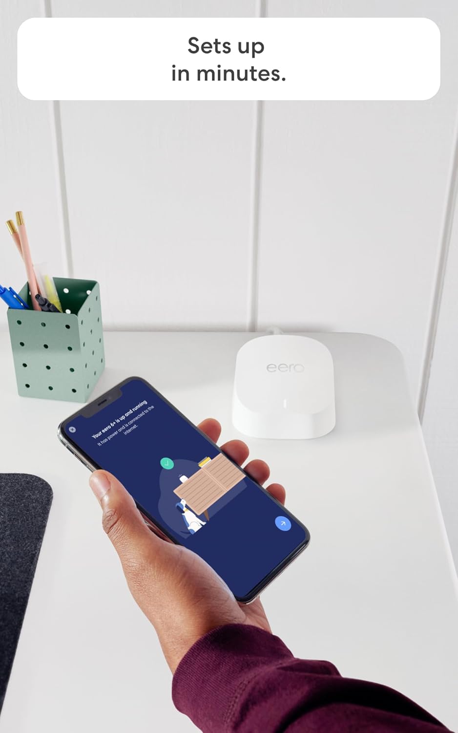 Amazon eero 6+ mesh wifi router - Supports internet plans up to a Gigabit, Coverage up to 1,500 sq. ft., Connect 75+ devices, 1-pack