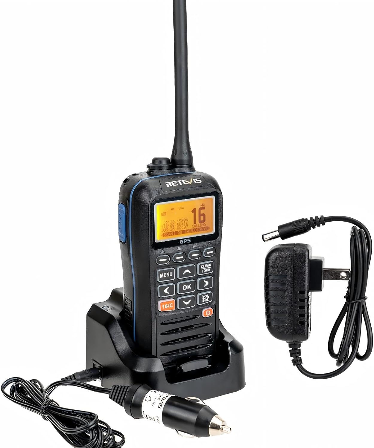 Retevis RM40 Marine Radio with GPS,DSC Distress Call,Mob Alarm,IP67 Waterproof Floating Handheld Radio,NOAA Weather Alert,1500mAh Battery,International Channels,for Boats Sailing Coast Guard (1 Pack)