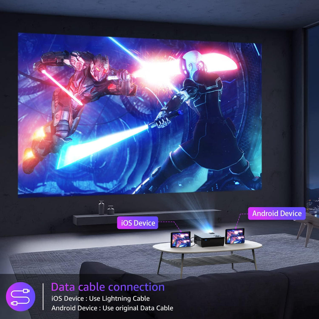 Projector with 5G WiFi and Bluetooth, Native 1080P ProjectorProjector Screen Included, Full HD 18000LM Movie Projector, 100" Display Home Theater, Compatible with Phone/Laptop/TV Stick