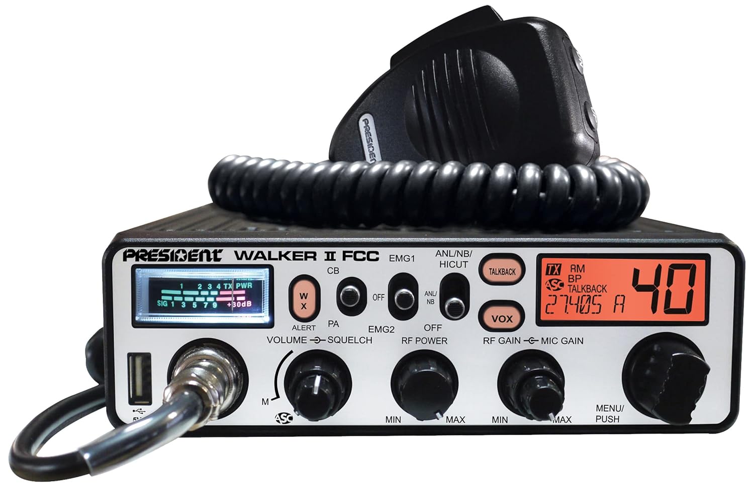 PRESIDENT ELECTRONICS Walker II FCC TXPR100 CB/HAM RADIOS AM/FM TRANSCEIVERS