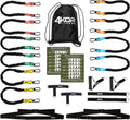 4KOR Deluxe Shoulder and Full Body Cross Anchored Resistance Cord System with Interchangeable Handles, Foot Straps, and Workout Guide. Exercise Bands with Nylon Sleeves, Anchors, and Carry Bag