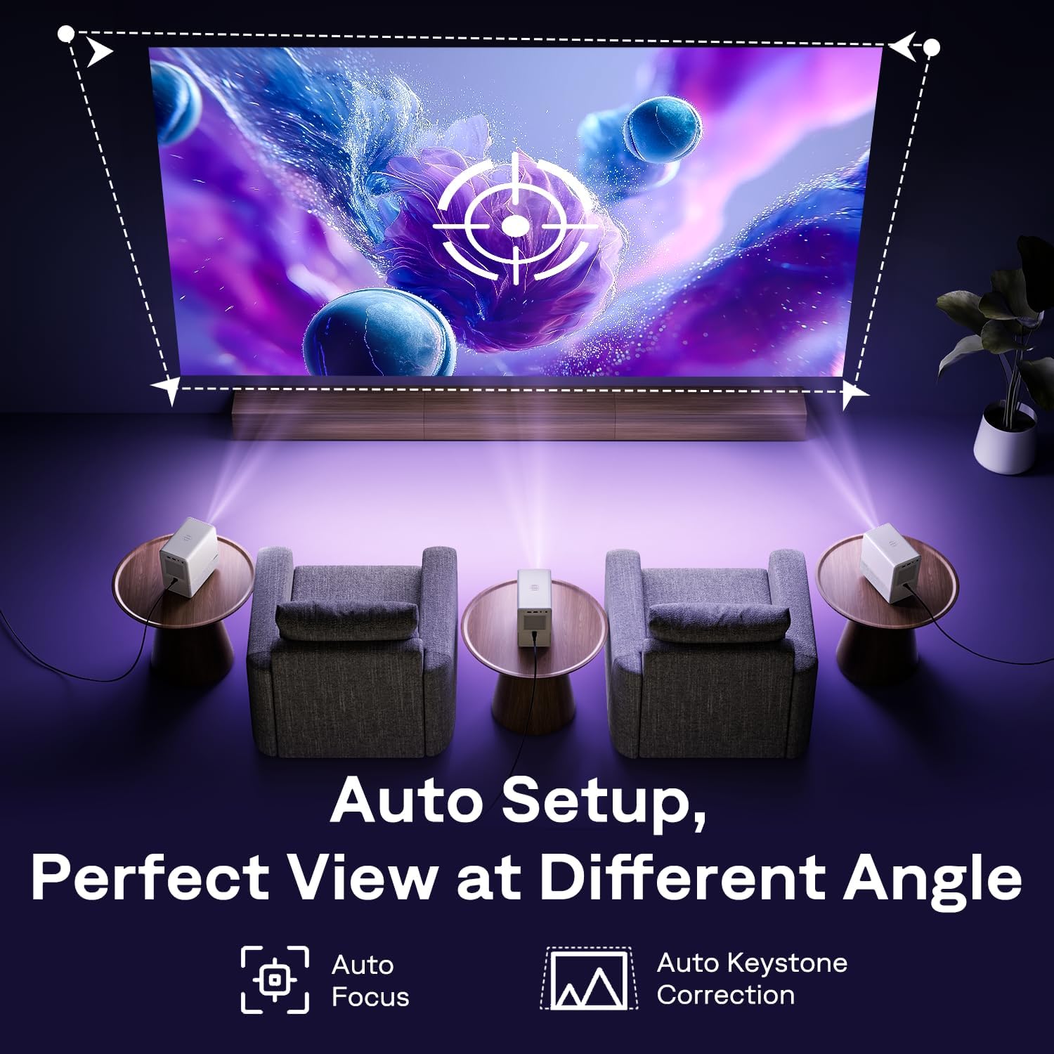 Aurzen Roku TV Smart Projector with Wifi and Bluetooth, D1R Cube Roku Streaming Experience Built-in, Sealed Optical Engine, 1080P FHD, DoIby Audio, Portable Mini Projector for Home/Outdoor Movies