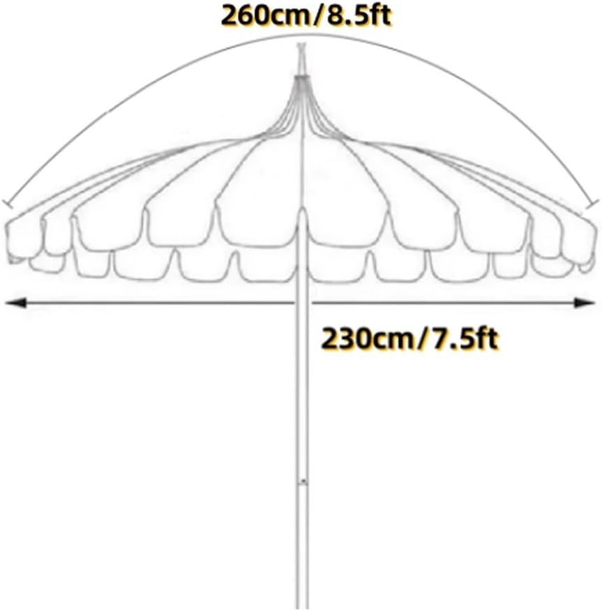 8.5FT Pagoda Patio Umbrella Large Boho Beach Umbrella UV Protection Outdoor Market Table Umbrella For Holiday, Pool, Yard(White)
