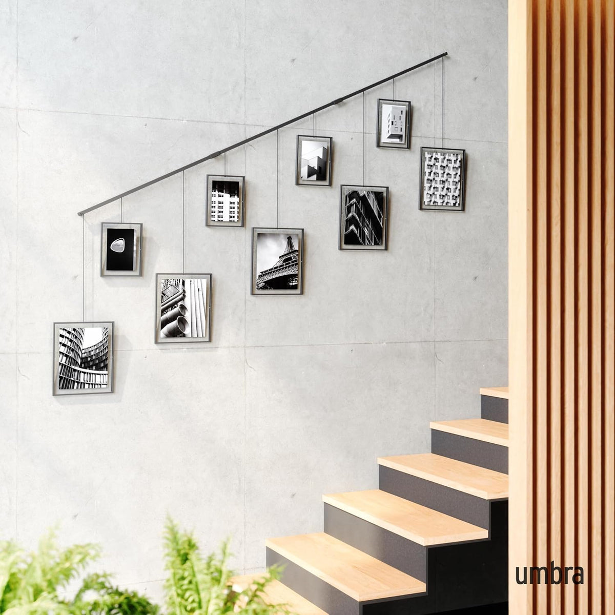 Umbra Exhibit Picture Frame Gallery Set, Adjustable Wall Collage Displays Nine Photos (Four 5x7" and Five 8x10"), Set of 9, Black