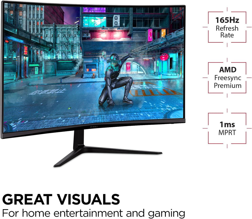 ViewSonic VX3218C-2K 32" Curved 1440p 1ms 165Hz Gaming Monitor with AMD FreeSync Premium, HDMI and Display Port(Renewed)