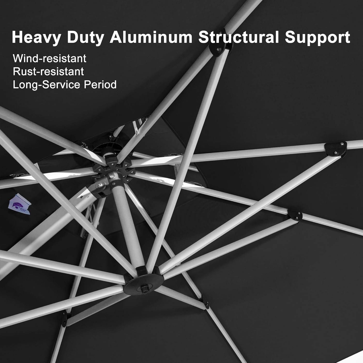 PURPLE LEAF 10ft Patio Umbrella Outdoor Square Umbrella Large Cantilever Umbrella Windproof Offset Heavy Duty Sun for Garden Deck Pool Patio, Black